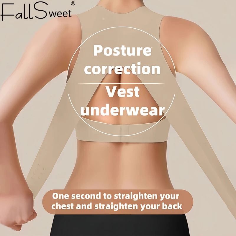 Wireless Posture Correction Bra Seamless Push Up Bralette with Cross Back Support