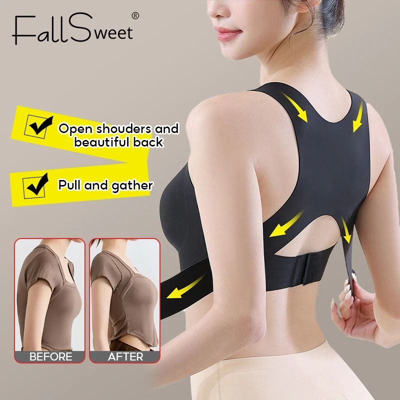Wireless Posture Correction Bra Seamless Push Up Bralette With Cross Back Support 1