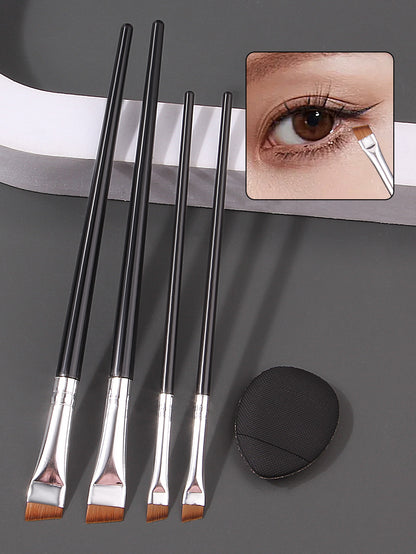 Ultra-thin Fine Eyeliner Eyebrow Brushes, Beginner Eye Detail Makeup Kit, Mini Concealer Finger Powder Puff