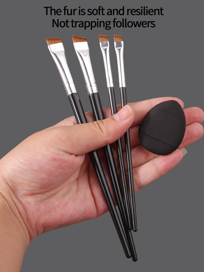 Ultra-thin Fine Eyeliner Eyebrow Brushes, Beginner Eye Detail Makeup Kit, Mini Concealer Finger Powder Puff