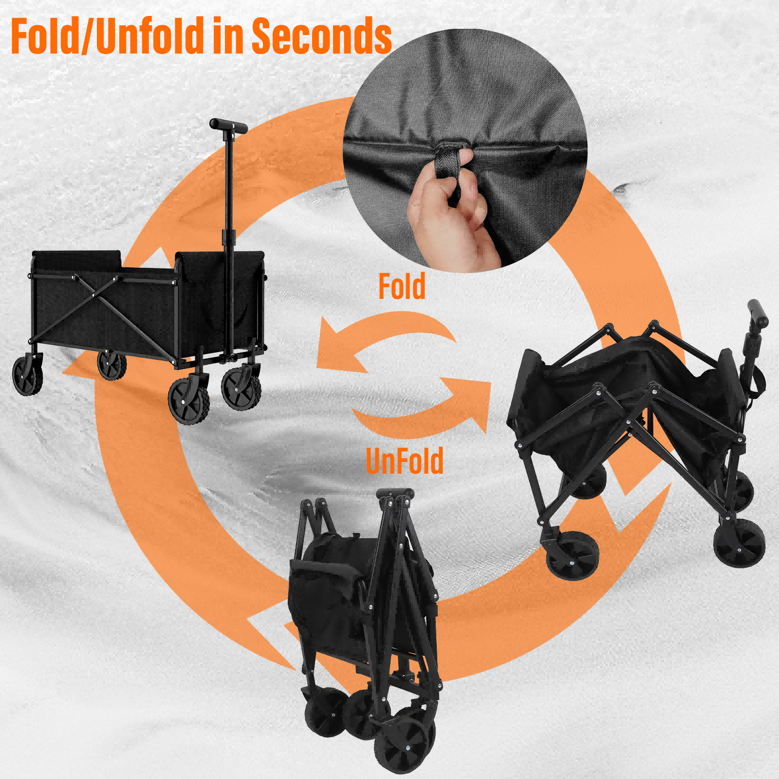 HeavyDuty Collapsible Utility Cart For Garden Beach Picnic Shopping Portable Folding Wagon Trolley 3