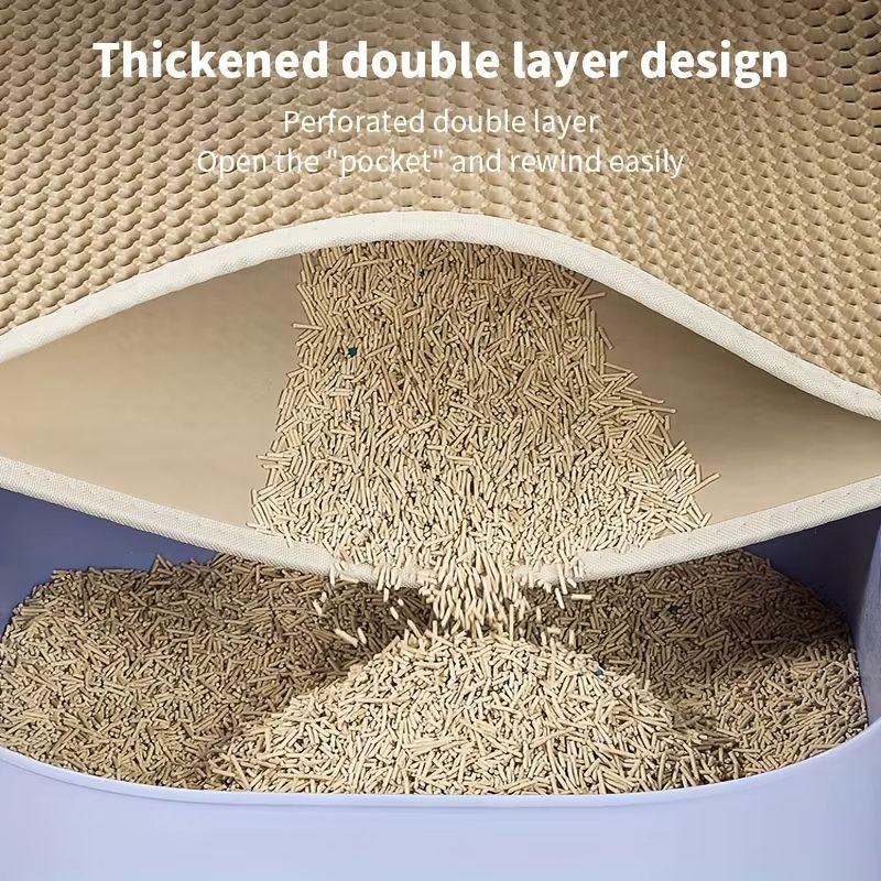 Large Cat Litter Mat  Double Layer Honeycomb Waterproof Design For Scatter Control  Easy Cleaning 1