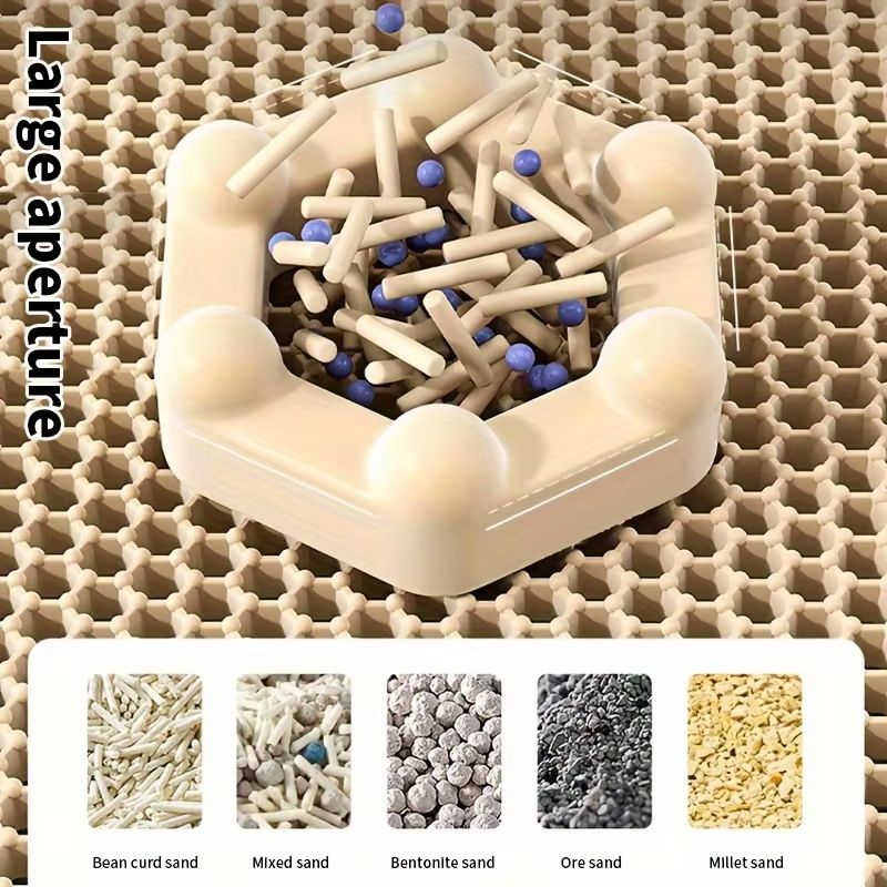 Large Cat Litter Mat  Double Layer Honeycomb Waterproof Design For Scatter Control  Easy Cleaning 5