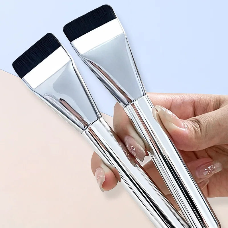 Flat Head Non Powder Soft Hair Beauty Tool, Straight Line Foundation Makeup Brush, Ultra-Thin Concealer Brush