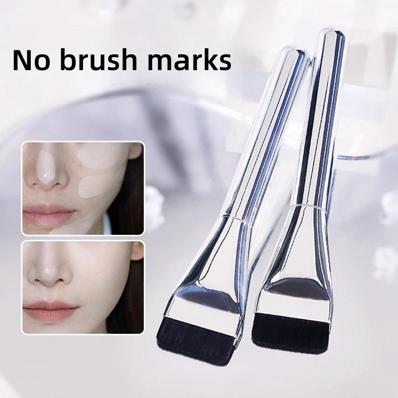 Flat Head Non Powder Soft Hair Beauty Tool, Straight Line Foundation Makeup Brush, Ultra-Thin Concealer Brush