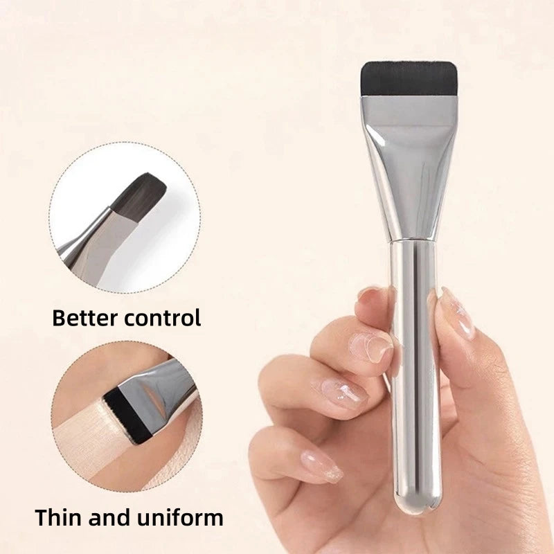 Flat Head Non Powder Soft Hair Beauty Tool, Straight Line Foundation Makeup Brush, Ultra-Thin Concealer Brush