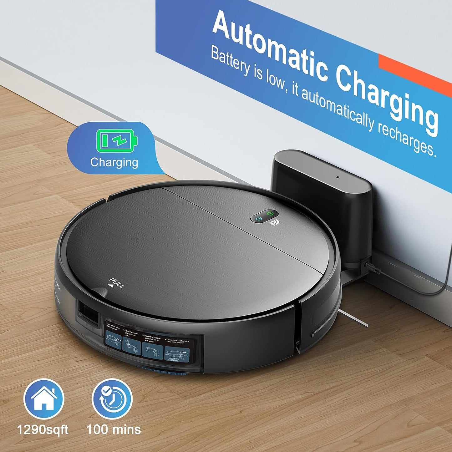 RAYFURN Robot Vacuum Cleaner With Auto Charging App Control 230ml Water Tank For Wet Mopping Sweepi 1