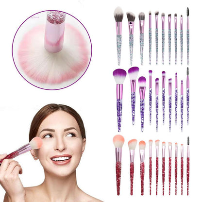Glitter Crystal Makeup Brush Set, Professional Foundation Concealer Eye Shadow Eyeliner Blush Lip Kit