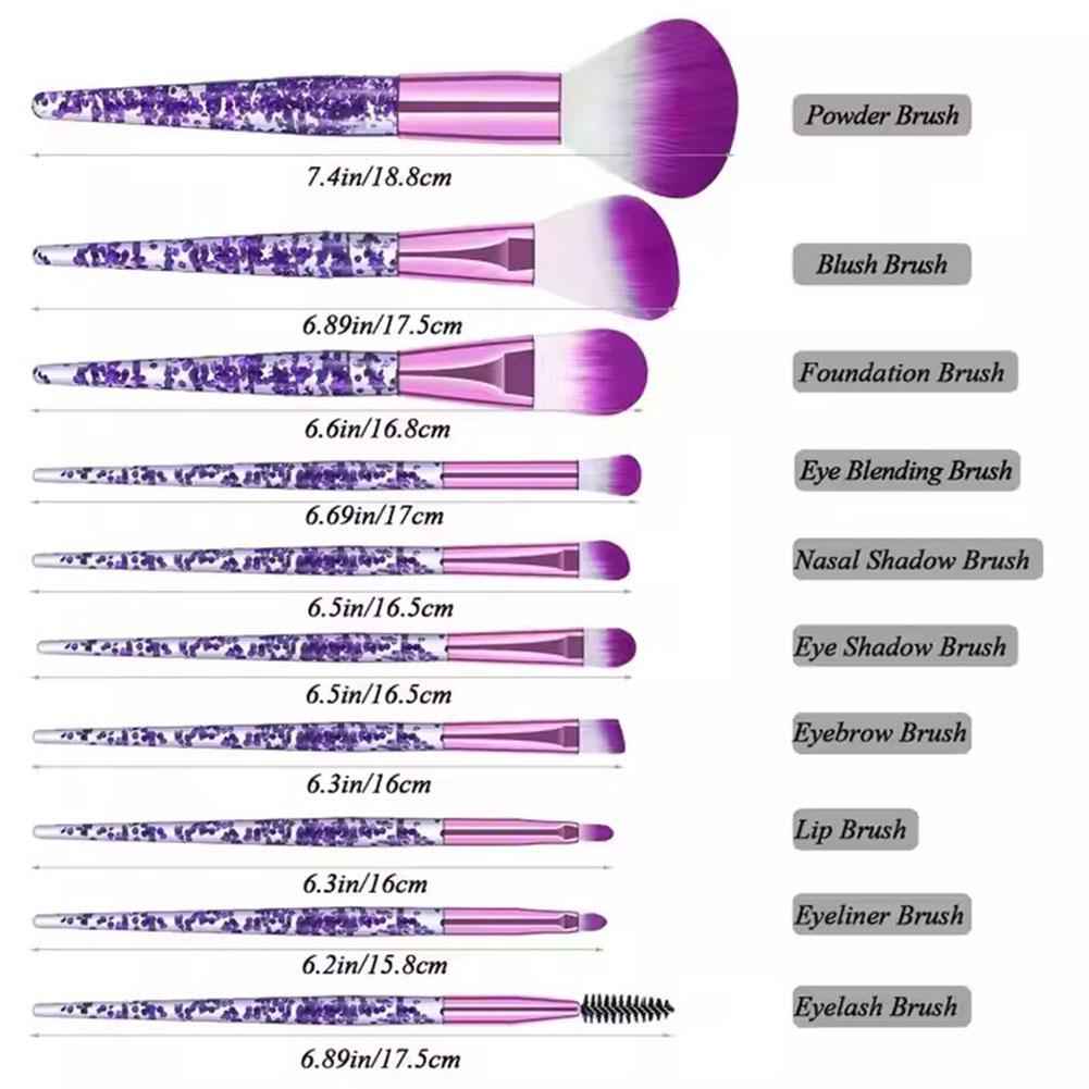 Glitter Crystal Makeup Brush Set, Professional Foundation Concealer Eye Shadow Eyeliner Blush Lip Kit