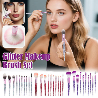 Glitter Crystal Makeup Brush Set, Professional Foundation Concealer Eye Shadow Eyeliner Blush Lip Kit