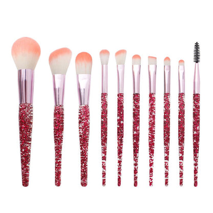 Glitter Crystal Makeup Brush Set, Professional Foundation Concealer Eye Shadow Eyeliner Blush Lip Kit
