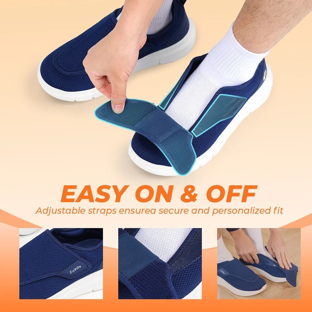 Extra Wide Mens Diabetic Orthopedic Shoes Adjustable Walking Sneakers For Swollen Feet Elderly Foot 2