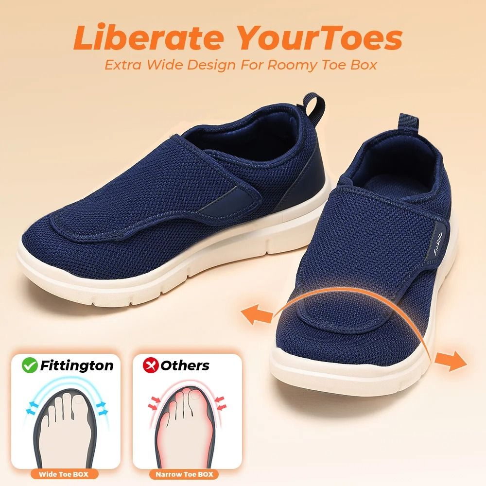 Extra Wide Mens Diabetic Orthopedic Shoes Adjustable Walking Sneakers For Swollen Feet Elderly Foot 4