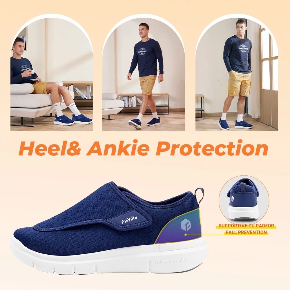 Extra Wide Mens Diabetic Orthopedic Shoes Adjustable Walking Sneakers For Swollen Feet Elderly Foot 5