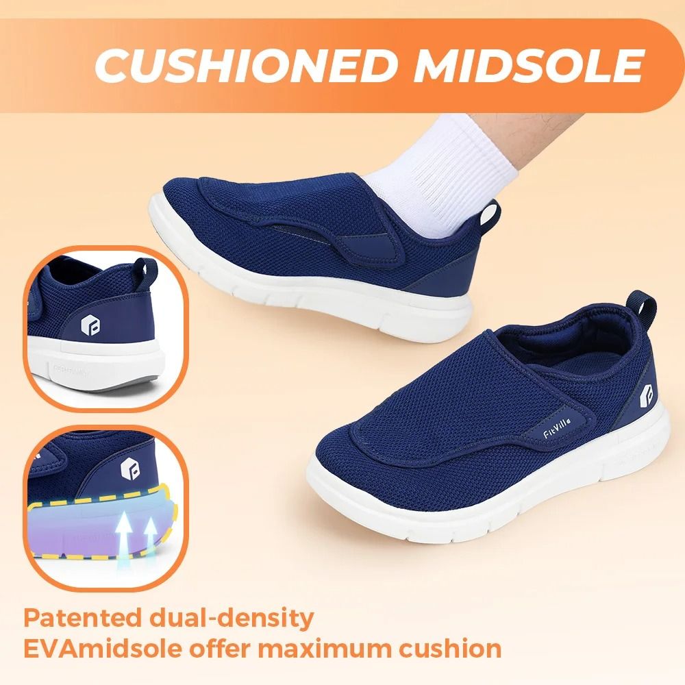 Extra Wide Mens Diabetic Orthopedic Shoes Adjustable Walking Sneakers For Swollen Feet Elderly Foot 6