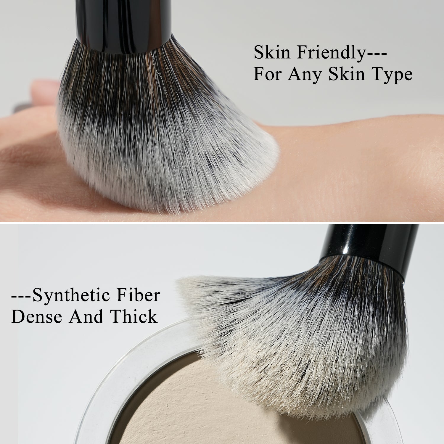 Black Makeup Brush Set Vegan Pro, Powder Foundation Eyeshadow Blush Highlighter, Concealer Eyebrow Brushes Kit