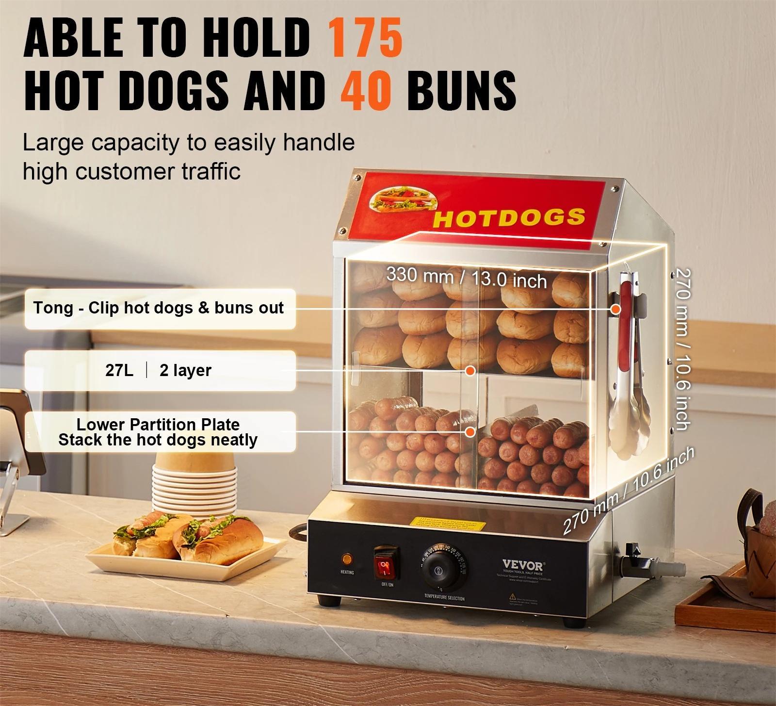 Two Tier Electric Hot Dog Steamer With Bun Warmer 1