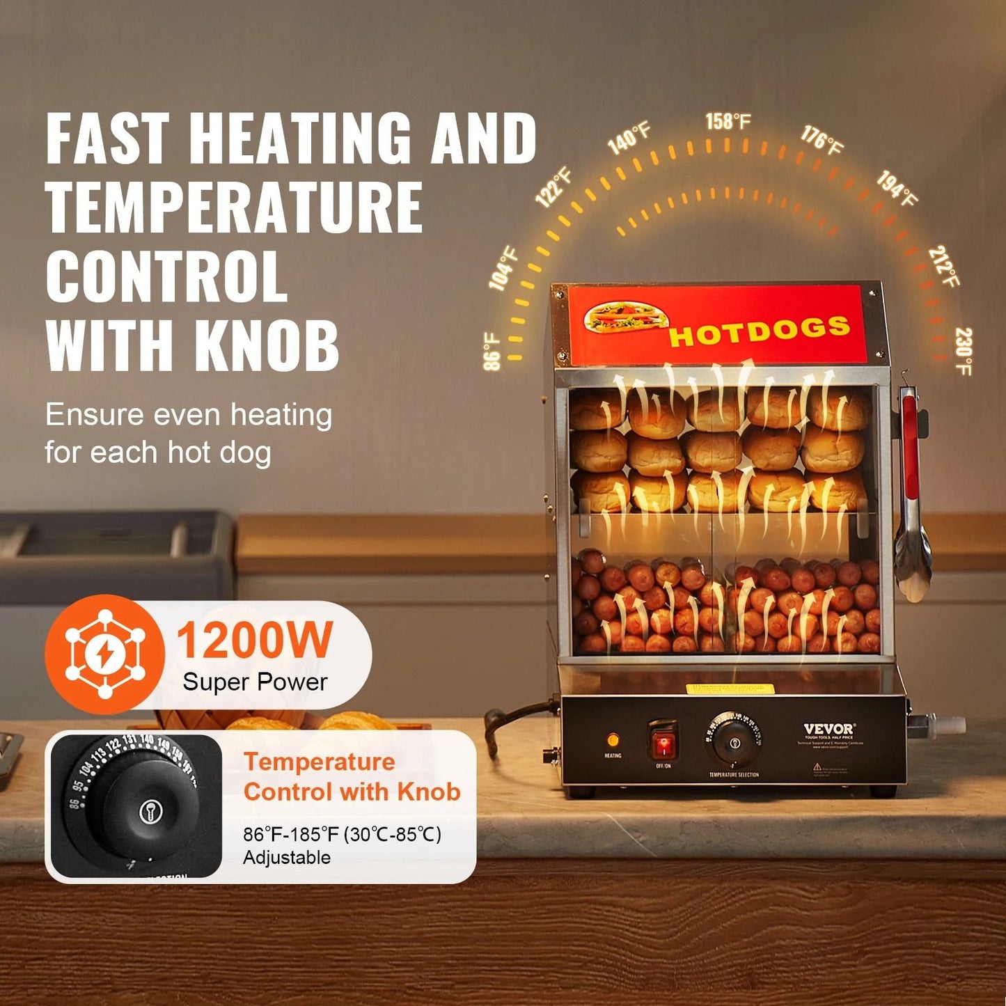 Two Tier Electric Hot Dog Steamer With Bun Warmer 2