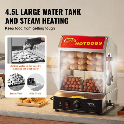 Two Tier Electric Hot Dog Steamer with Bun Warmer
