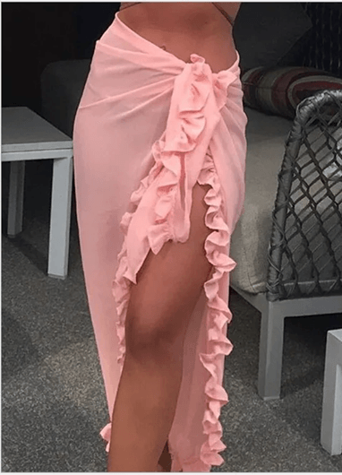 Elegant Ruffle Sarong Beach Cover Up Skirt For Women 7