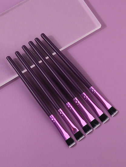 Multi-Purpose Eye Makeup Tool, Purple Wooden-Handled Flat-Head Brush, Eyeshadow Brush, Eyebrow Brush, Concealer Brush