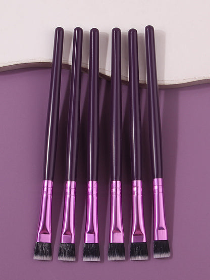 Multi-Purpose Eye Makeup Tool, Purple Wooden-Handled Flat-Head Brush, Eyeshadow Brush, Eyebrow Brush, Concealer Brush
