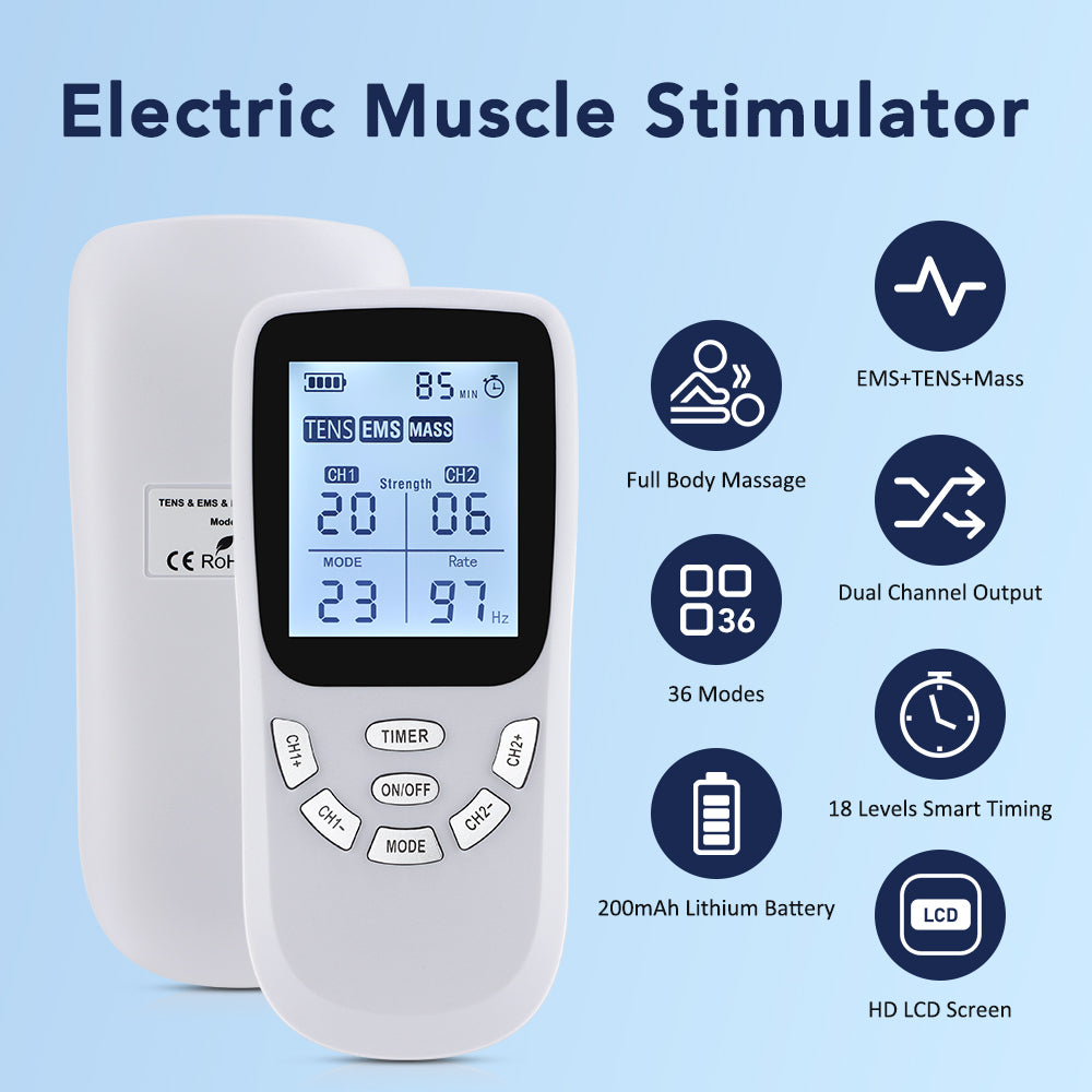 Professional TENS Muscle Stimulator Electrotherapy Massager For Full Body Pain Relief  Recovery 1
