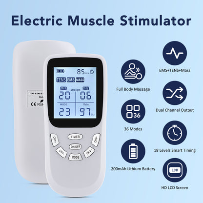 Professional TENS Muscle Stimulator Electrotherapy Massager For Full Body Pain Relief  Recovery 1
