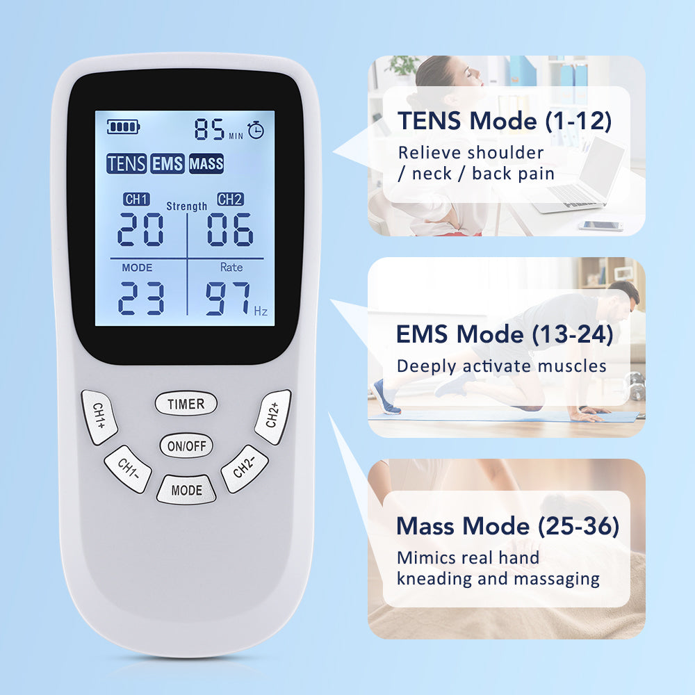 Professional TENS Muscle Stimulator Electrotherapy Massager For Full Body Pain Relief  Recovery 3
