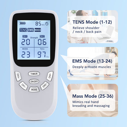Professional TENS Muscle Stimulator Electrotherapy Massager For Full Body Pain Relief  Recovery 3