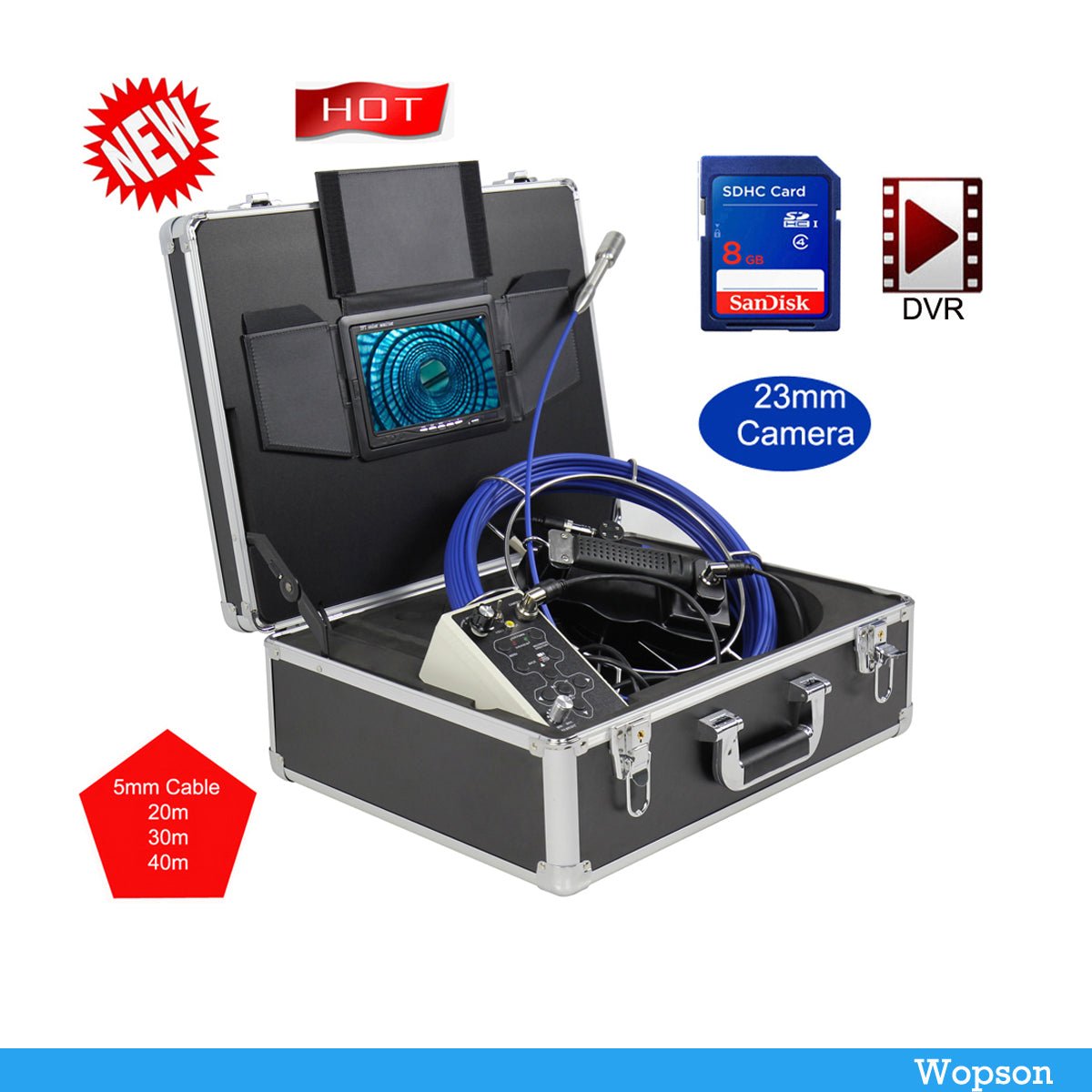 23mm Camera Lens for Sewer Pipe Inspection, 120 Wide-Angle Camera Head with 12 Adjustable LEDs, Sapphire Glass