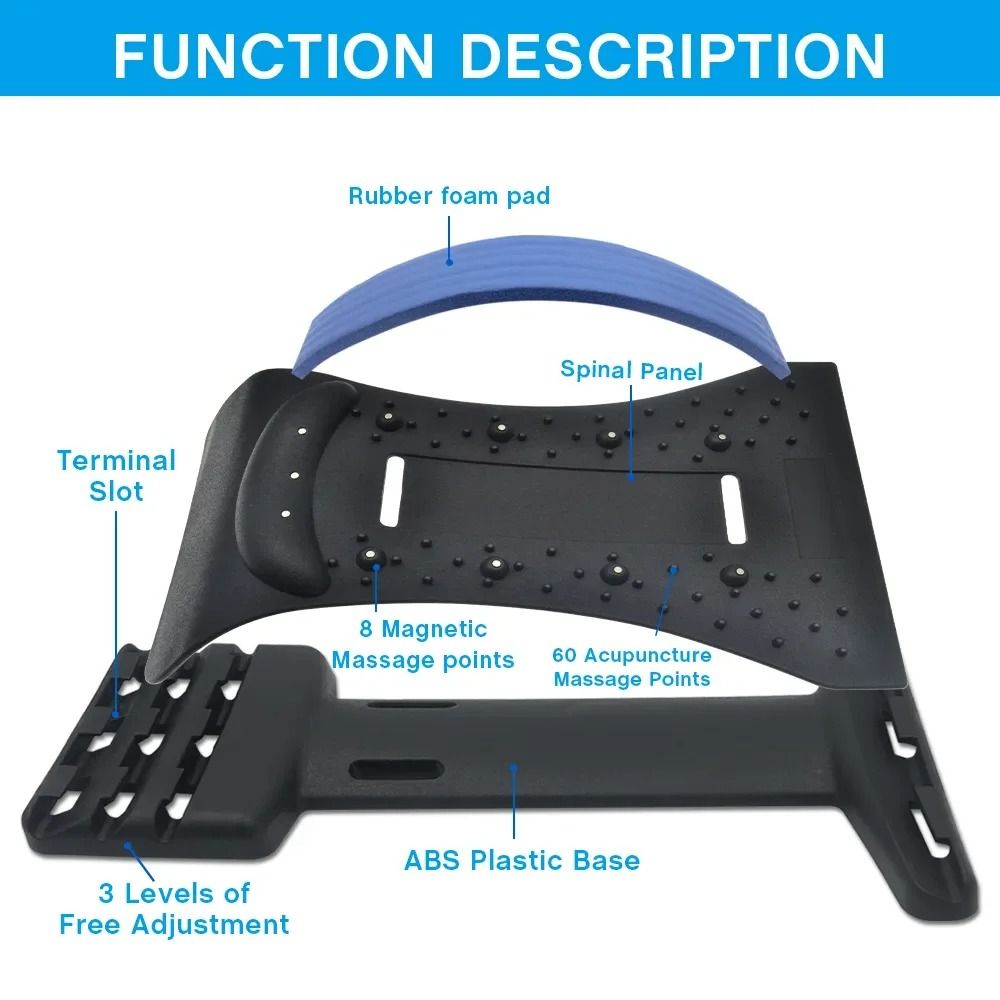 Adjustable Back Stretcher With MultiLevel Lumbar Support And Massage Points 2