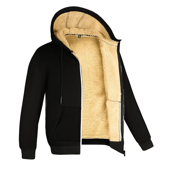 Mens Lambswool Fleece Hoodie Winter Warm Zipper Jacket 2