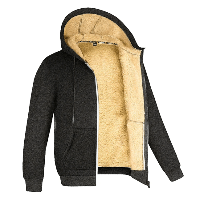 Mens Lambswool Fleece Hoodie Winter Warm Zipper Jacket 3