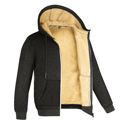 Mens Lambswool Fleece Hoodie Winter Warm Zipper Jacket 3