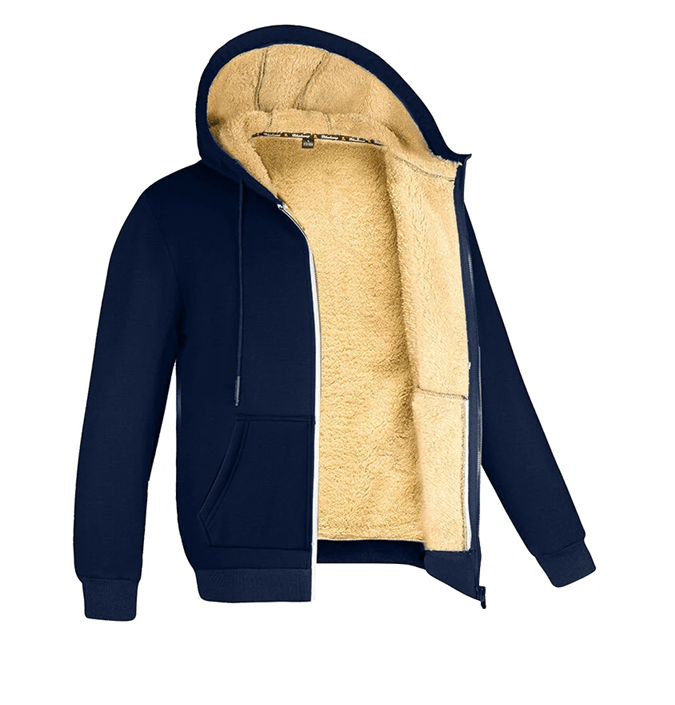 Mens Lambswool Fleece Hoodie Winter Warm Zipper Jacket 4
