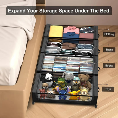 Underbed Storage Lockers With Wheels And Lids For Shoes And Clothes 2