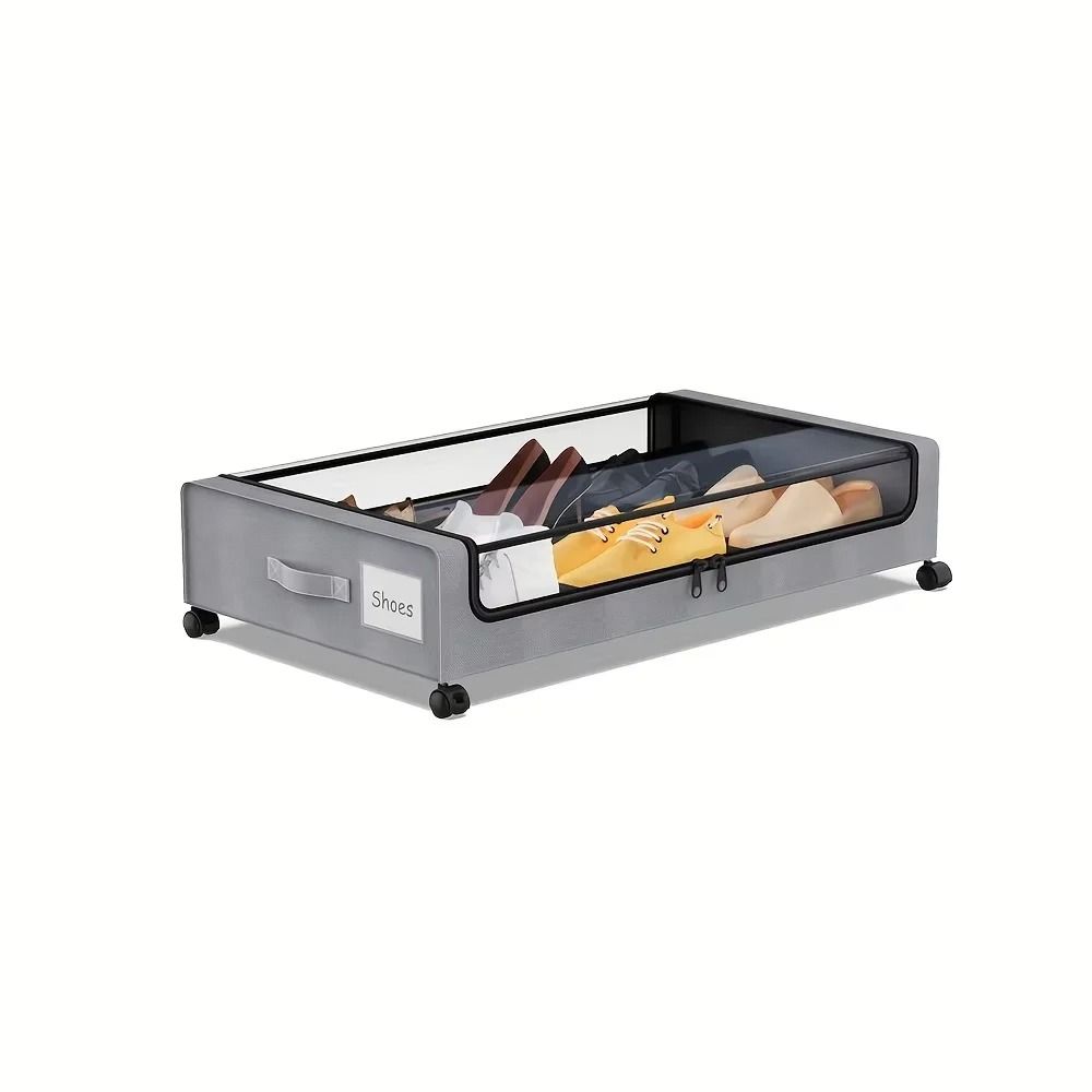 Underbed Storage Lockers With Wheels And Lids For Shoes And Clothes 5