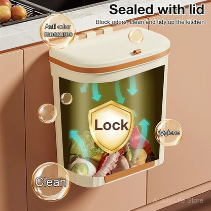 Wall Mounted Kitchen Trash Can With Lid 2