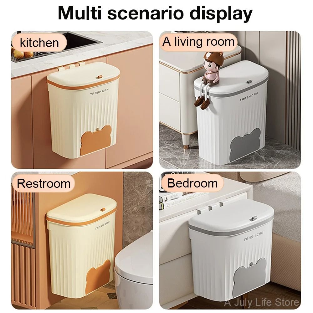 Wall Mounted Kitchen Trash Can With Lid 4