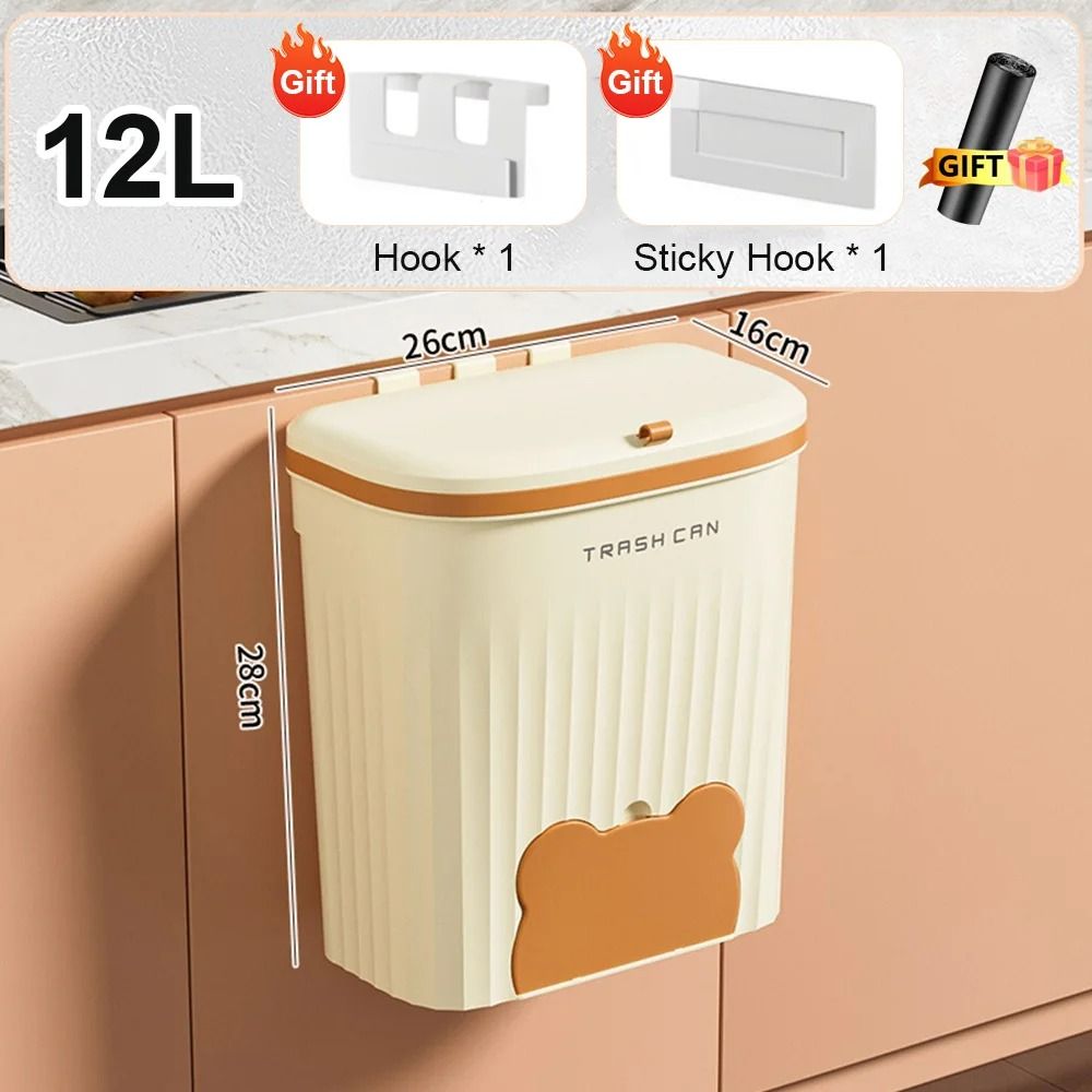 Wall Mounted Kitchen Trash Can With Lid 7
