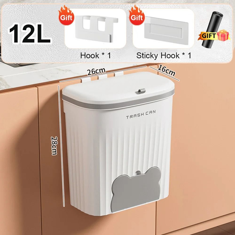 Wall Mounted Kitchen Trash Can With Lid 8