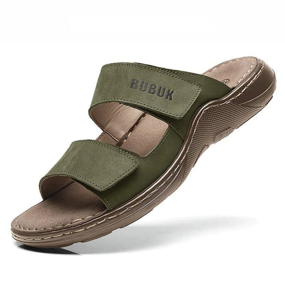 Cowhide Leather Casual Sandals for Men Breathable Non Slip Beach Footwear