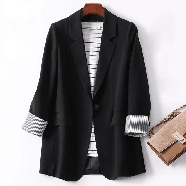 Elegant Plaid Women Blazer Long Sleeve Casual Office Jacket 1