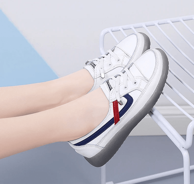 Elegant Leather Slip On Flat Shoes For Women Casual Korean Style Comfort 2