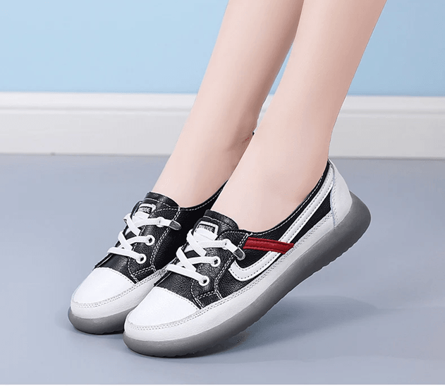 Elegant Leather Slip On Flat Shoes For Women Casual Korean Style Comfort 4