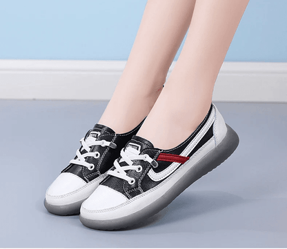 Elegant Leather Slip On Flat Shoes For Women Casual Korean Style Comfort 4
