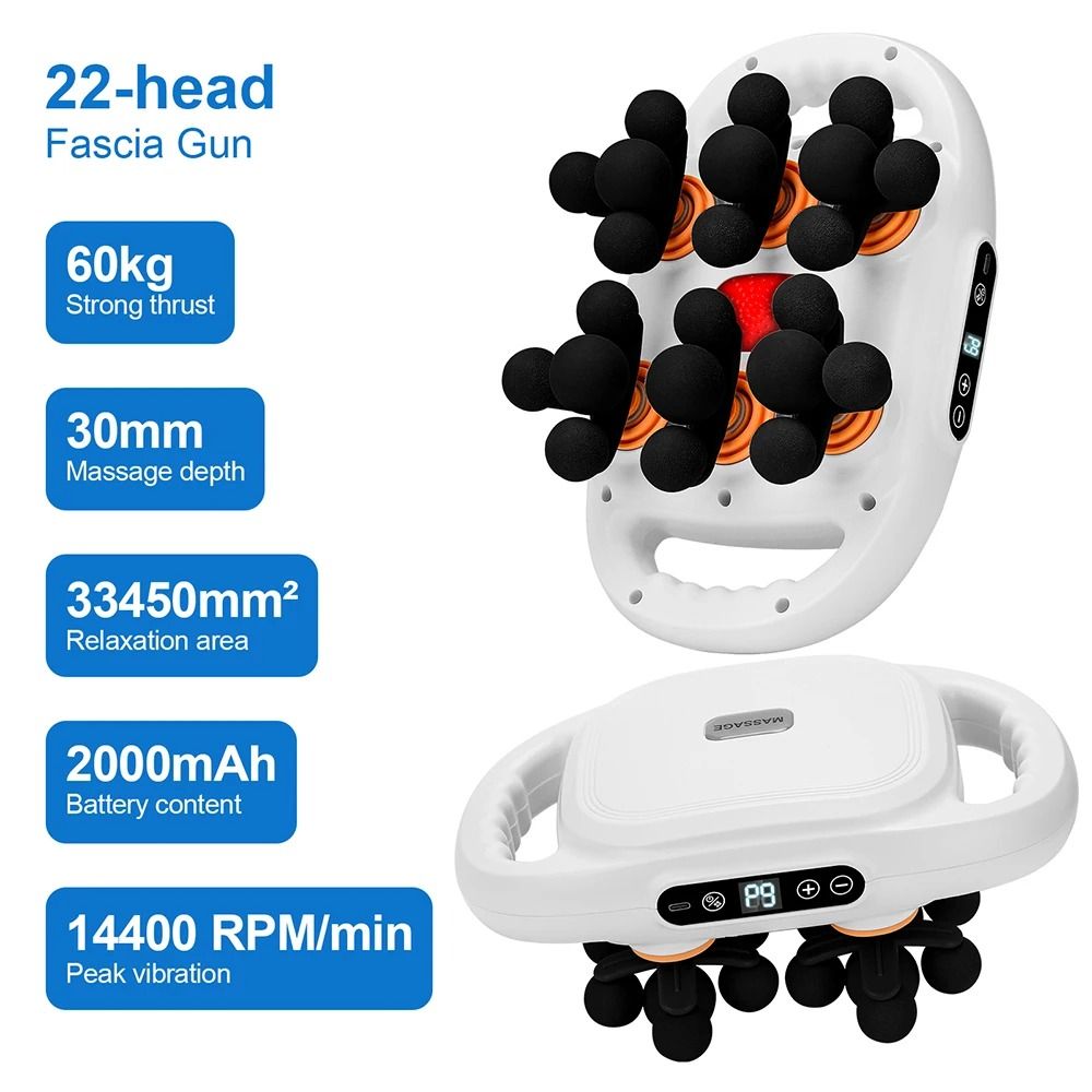Fascia Gun High Frequency Vibration Body Massager With Multiple Heads 16