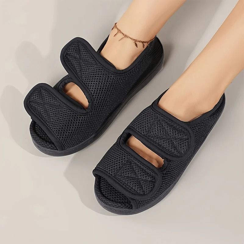 Unisex Adjustable Open Toe Slippers Breathable Mesh EVA Sole All Season Comfort 2