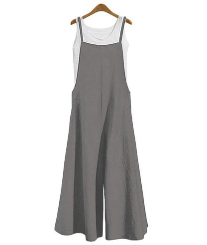Women Summer Wide Leg Cotton Linen Jumpsuit Casual Sleeveless Loose Fit Overalls 9